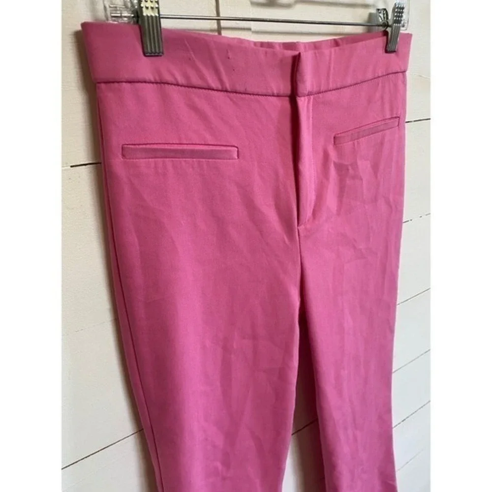 Zara Bootcut Pink Pants Mid-rise Stretch Chinos Mini Flare Pink - Large